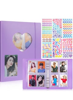 SYOSI Photocard Binder Kpop Photocard Holder Book Sleeves Photocard Korean Stickers, A5 Binder Photocard Album 6 Ring Photocard Binder Card Protectors Pages 200 Cards Darkorchid Colorful  - Image 1