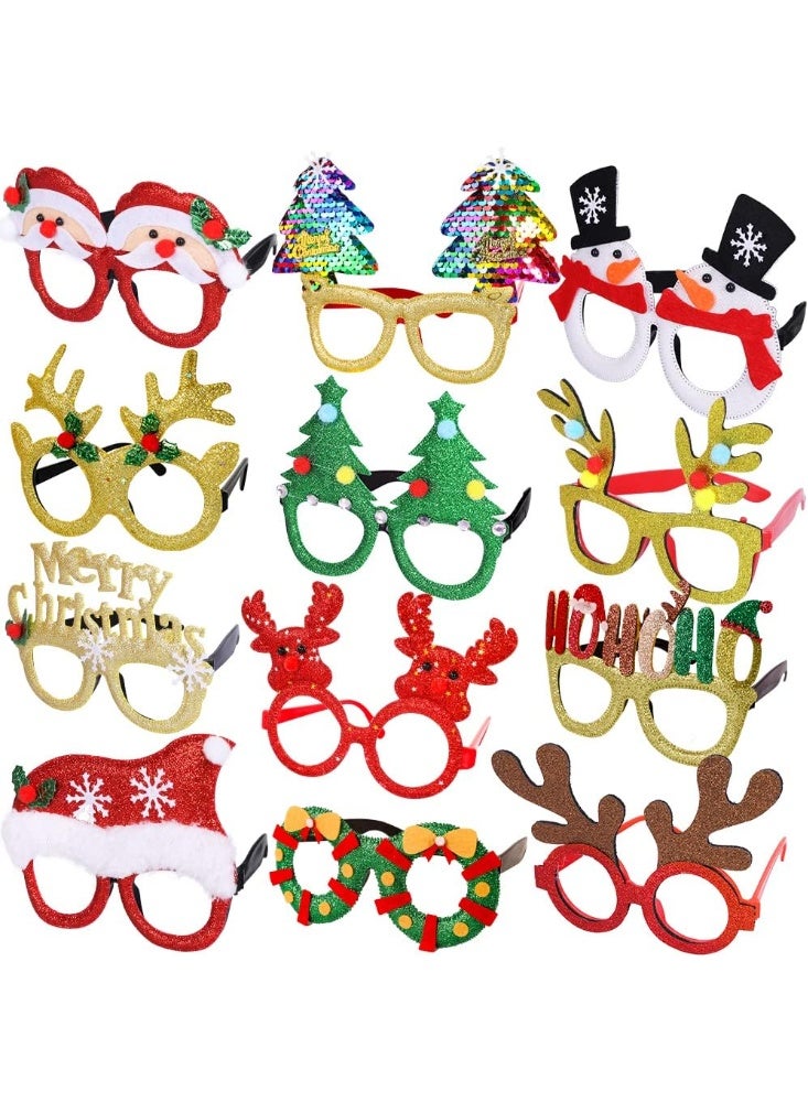 GOGOGO 12 Pcs Christmas Gl Glitter Party Gl Frames Christmas Decoration Costume Eyegl for Christmas Parties Holiday Favors Photo Booth (One Size Fits All) - Image 3