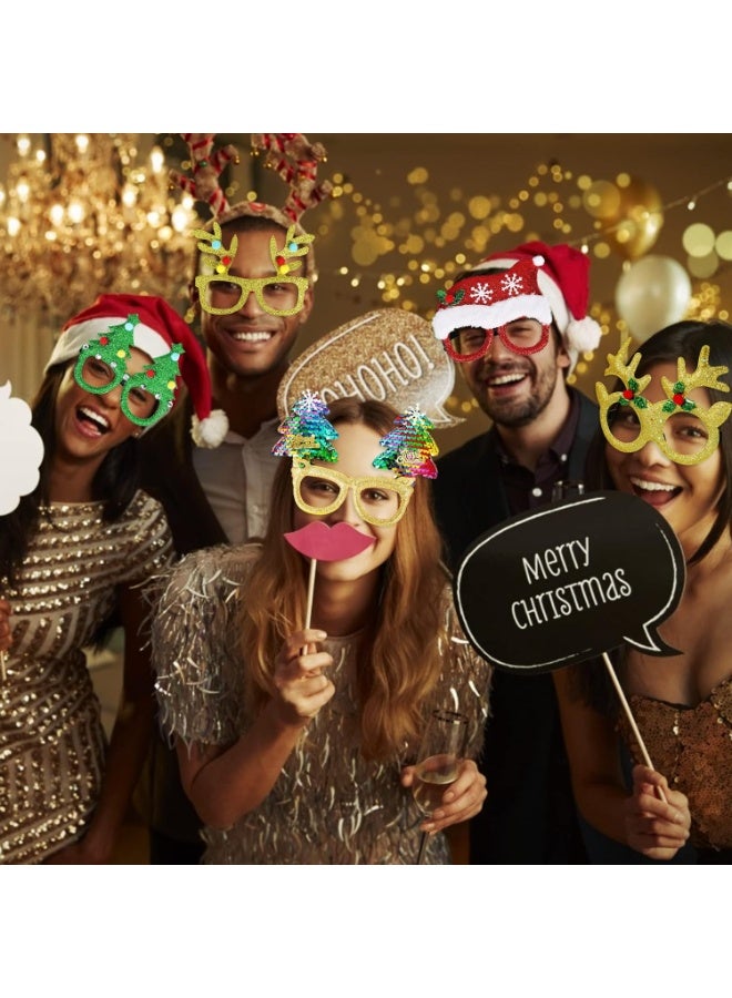 GOGOGO 12 Pcs Christmas Gl Glitter Party Gl Frames Christmas Decoration Costume Eyegl for Christmas Parties Holiday Favors Photo Booth (One Size Fits All) - Image 5