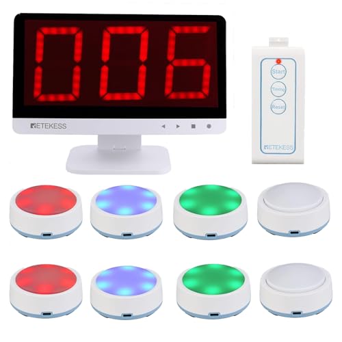 Retekess TM101 Game Show Buzzer SystemFamily Feud Buzzer Add Up to 32 Buttons262ft 8 Jeopardy Buzzers for Classroom School Competition - Image 1