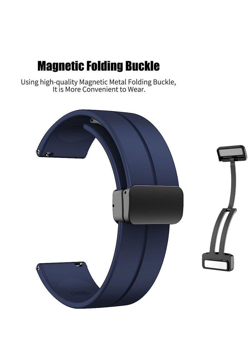 20mm Silicone Strap With Magnetic Folding Buckle  For Oraimo Tempo S2 OSW-11N- Smart Watch Blue  - Image 2