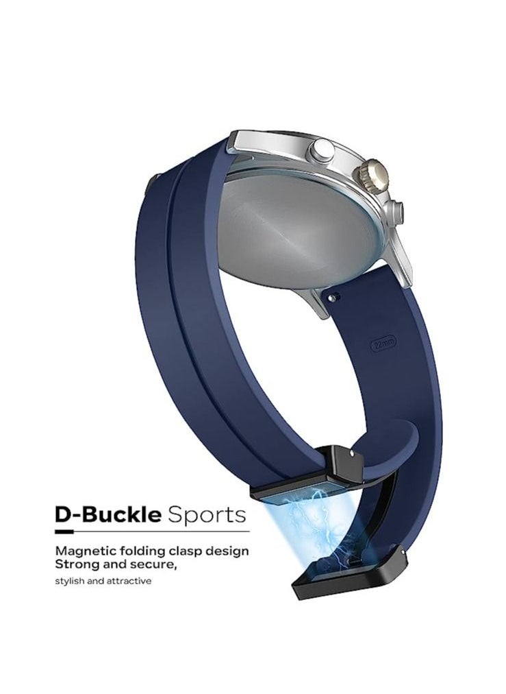 20mm Silicone Strap With Magnetic Folding Buckle  For Oraimo Tempo S2 OSW-11N- Smart Watch Blue  - Image 3