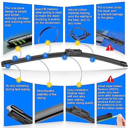 RAINTOK Windshield Wiper Blades Replacement for 2018-2023 BMW X3 X4 Original Factory Quality Front Rear Wipers Blade Set for My Car - 26" 20" 12" (Pack of 3) - Image 3
