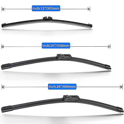 RAINTOK Windshield Wiper Blades Replacement for 2018-2023 BMW X3 X4 Original Factory Quality Front Rear Wipers Blade Set for My Car - 26" 20" 12" (Pack of 3) - Image 5