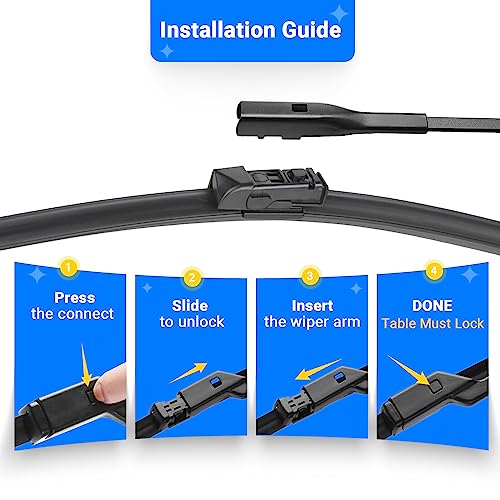RAINTOK Windshield Wiper Blades Replacement for 2018-2023 BMW X3 X4 Original Factory Quality Front Rear Wipers Blade Set for My Car - 26" 20" 12" (Pack of 3) - Image 4