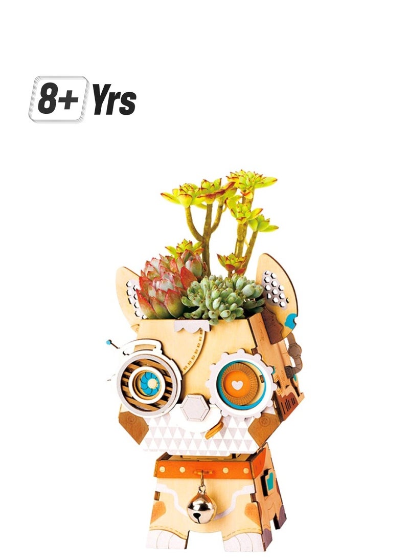 NIBEMINENT Puppy Flower Pot DIY Wooden Model Kit 8+ Years - Image 1