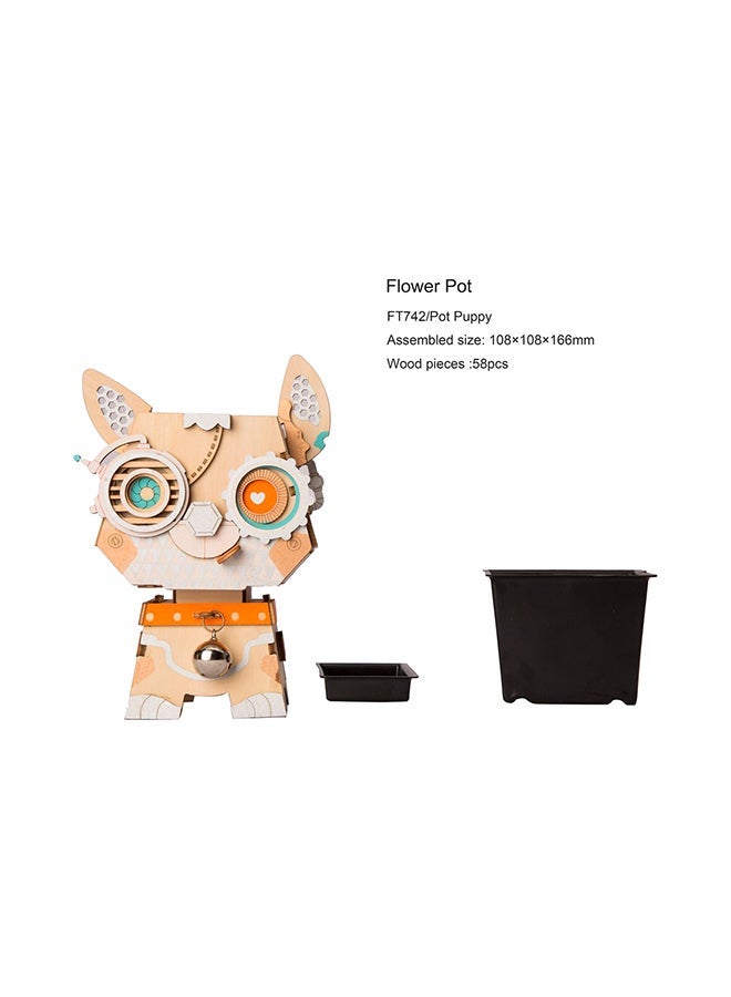 NIBEMINENT Puppy Flower Pot DIY Wooden Model Kit 8+ Years - Image 5