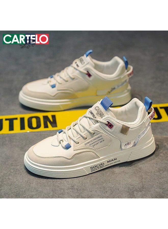Cartelo Men's Shoes, Autumn Fashion Casual Shoes, Versatile White Sneakers For Men, Sports Skateboard Shoes, Khaki Color, Size 42 - Image 5