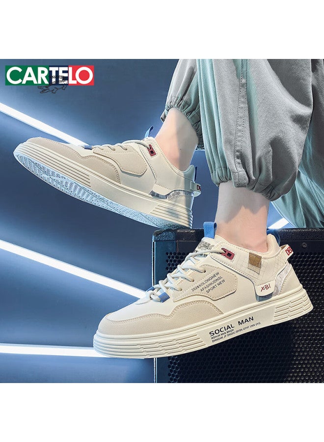 Cartelo Men's Shoes, Autumn Fashion Casual Shoes, Versatile White Sneakers For Men, Sports Skateboard Shoes, Khaki Color, Size 42 - Image 2