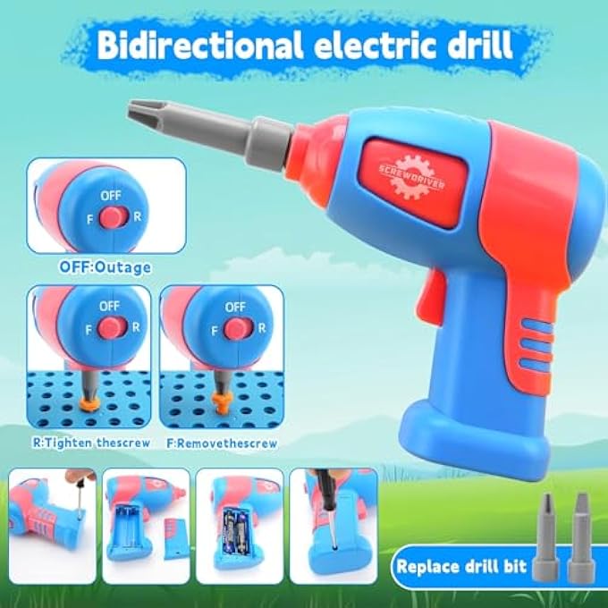 MAGIC MONTESSORI PLAY TOOLBOX,DINOSAUR MAGIC PLAY DRILLING KIT,MOSAIC PUZZLE TOY,STEM DESIGN & DRILL CONSTRUCTION SET, BUSY BOARD SCREW ASSEMBLY TOY GIFT FOR KIDS AGES 3-12 YEARS OLD - Image 4