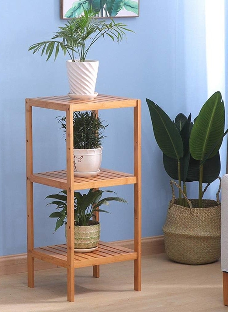 DubaiGallery Plant Stand Flower Pot Holder Adjustable Plant Stand Plant Holder Mid Century Wood Flower Pot Stand With 3 Tiers For Indoor Balcony Bamboo Floor-standing Plant Stand Garden Flower Display Rack - Image 4