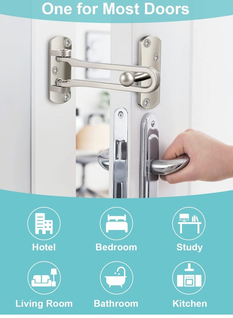 Hotel Anti-Theft Buckle, Door Lock Swing Rod Door Guard for Front and Inner Doors Thickened Solid Zinc Alloy Reinforced Locks for Home Security Door Locks Reinforced Door Stoppers 2 Pack  - Image 2