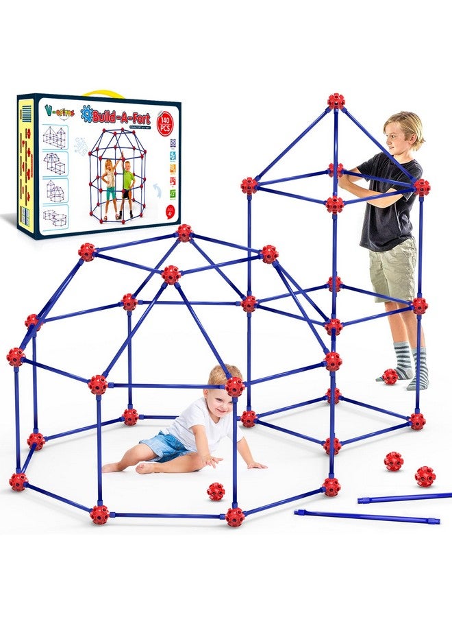 V-Opitos Fort Building Kits for Kids, 140 PCS STEM Construction Toys, Christmas, Birthday Gifts for 4, 5, 6, 7, 8, 9, 10, 11, 12 Years Old Boys & Girls, Indoor & Outdoor Play Tent Activity - Image 1