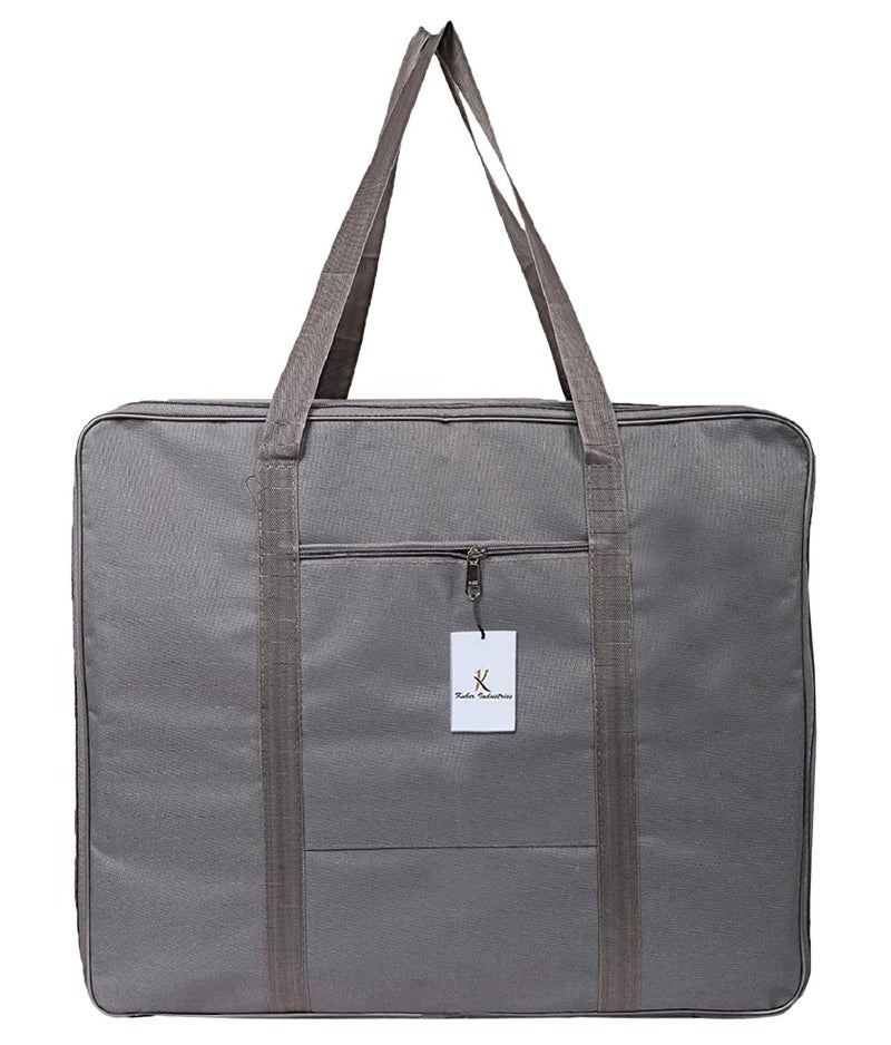 Kuber Industries Kuber Industries Small Size Lightweight Foldable Rexine Jumbo Underbed Storage Bag with Zipper and Handle GreyPack of 2  - Image 3