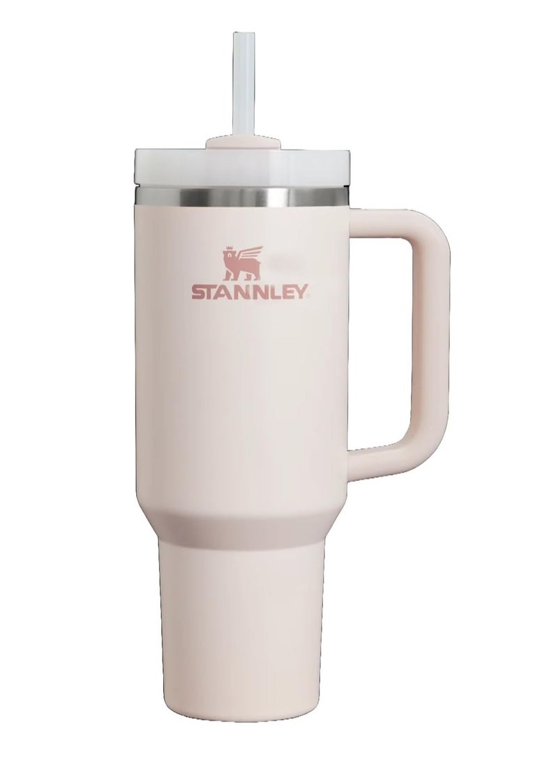Stanley Quencher H20 Flowstate Stainless Steel Vacuum Insulated Tumbler with Lid and Straw for Water, Iced Tea or Coffee, Smoothie and More, Cream Rose Quartz