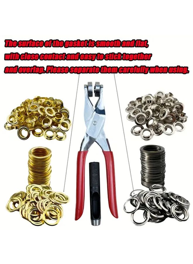 Golden Silvery 12mm Punch Installation Clamp Set With 150 Grommets For Leather Fabric Belt - Image 2