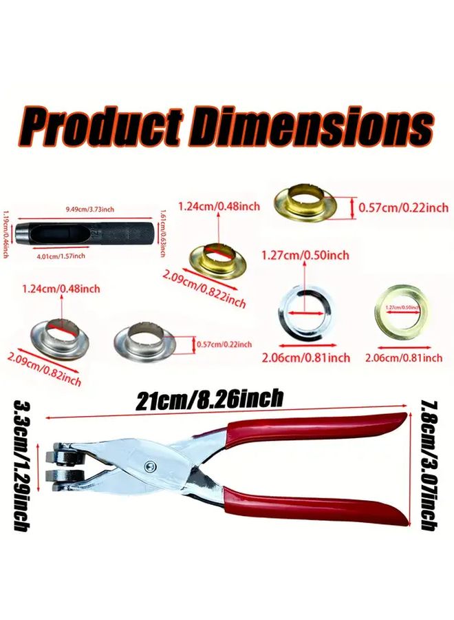 Golden Silvery 12mm Punch Installation Clamp Set With 150 Grommets For Leather Fabric Belt - Image 3
