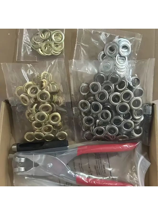 Golden Silvery 12mm Punch Installation Clamp Set With 150 Grommets For Leather Fabric Belt - Image 1