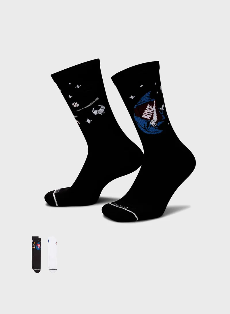Nike 2 Pack Everyday Plus Cush Crew Socks