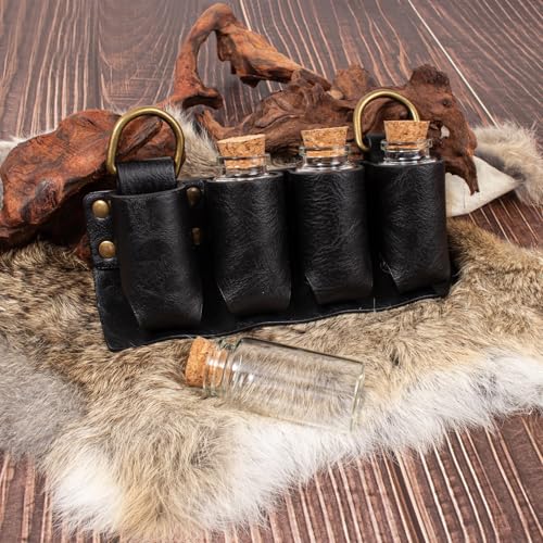 SUMGOGO Belt Pouch Waist Bag Fanny Pack Medieval Vintage Leather Pouch Cellphone Holder Holster Carry Belt Purse Pocket Casual Hiking Festival Renaissance Faire Costume Props Travel Wallet (K2-Black) - Image 5
