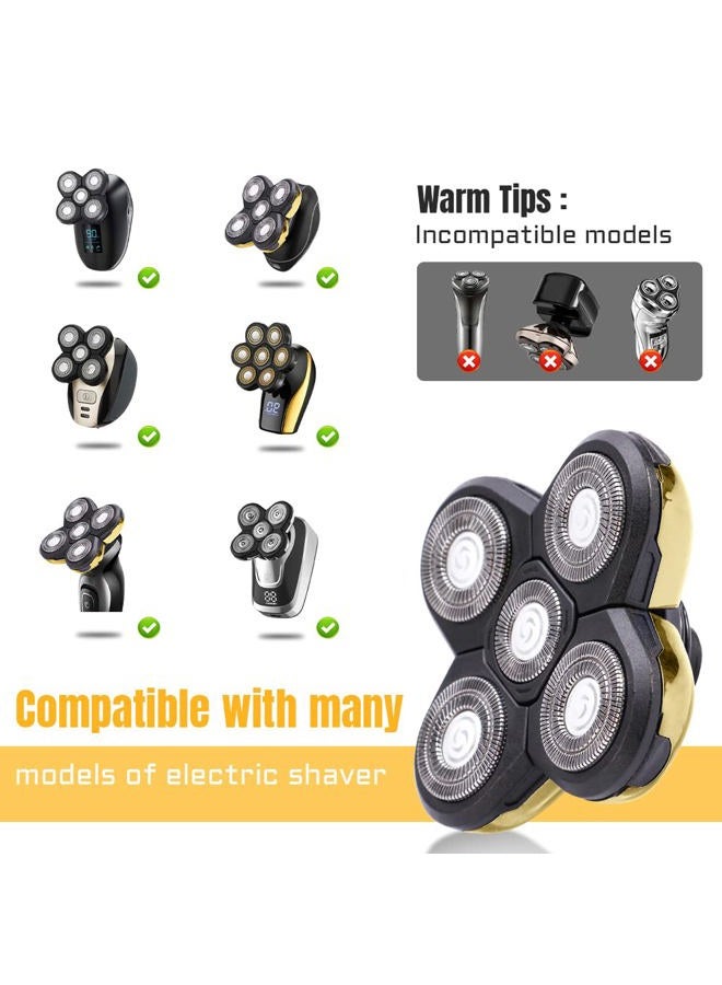 Woopower Shaver Blade Heads, 5 Heads Beard Cutter Replacement Blade Easy Install Electric Razor Shaver Head for Head and Face (Gold) - Image 3