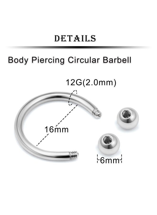 Kridzisw 12G Septum Rings Ear Gauges Earrings Hoops Eyebrow Piercings lip Rings Hoop 316L Surgical Steel Cartilage Helix Tragus Rook Daith Earrings Piercing Jewelry for Women Men 10mm 12mm 14mm 16mm - Image 2