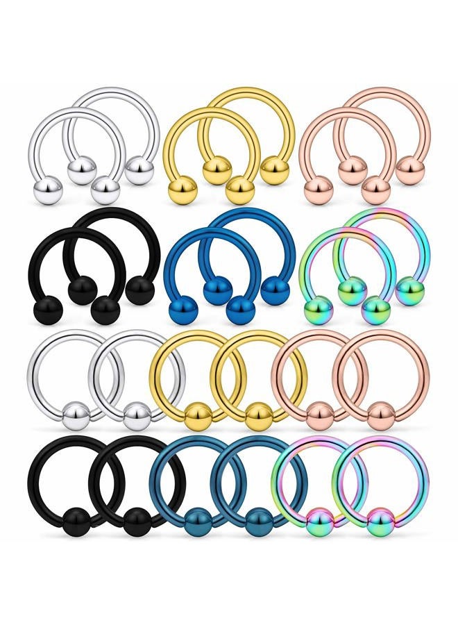 Kridzisw 12G Septum Rings Ear Gauges Earrings Hoops Eyebrow Piercings lip Rings Hoop 316L Surgical Steel Cartilage Helix Tragus Rook Daith Earrings Piercing Jewelry for Women Men 10mm 12mm 14mm 16mm - Image 1