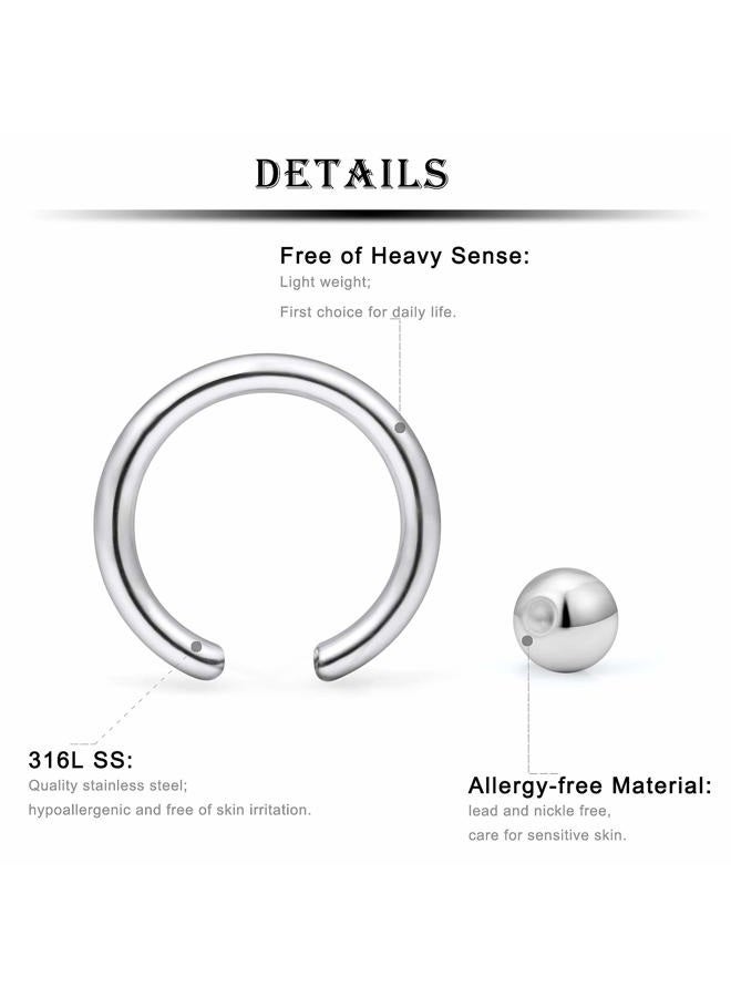 Kridzisw 12G Septum Rings Ear Gauges Earrings Hoops Eyebrow Piercings lip Rings Hoop 316L Surgical Steel Cartilage Helix Tragus Rook Daith Earrings Piercing Jewelry for Women Men 10mm 12mm 14mm 16mm - Image 3