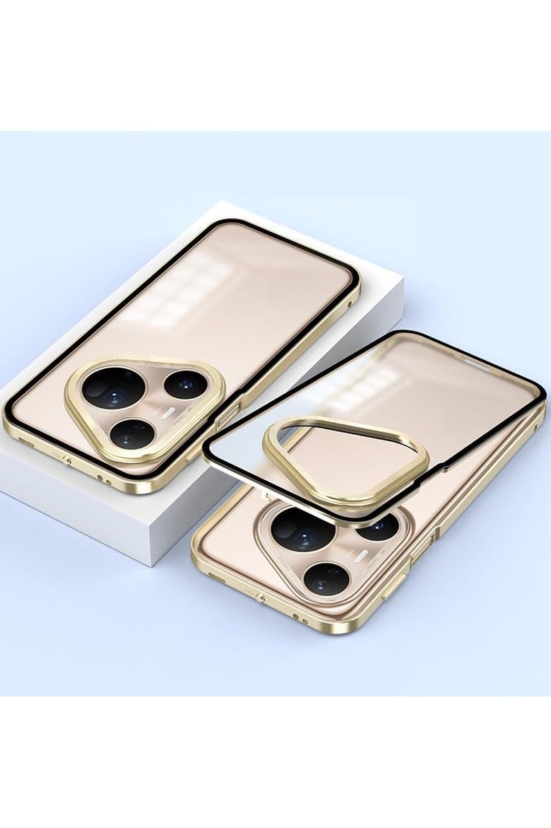 general Metal frame protective case compatible with Huawei Pura 80 Ultra, elastic buckle matte back plate and PC back plate metal frame, Huawei Pura 80 Ultra shockproof and drop-proof cover