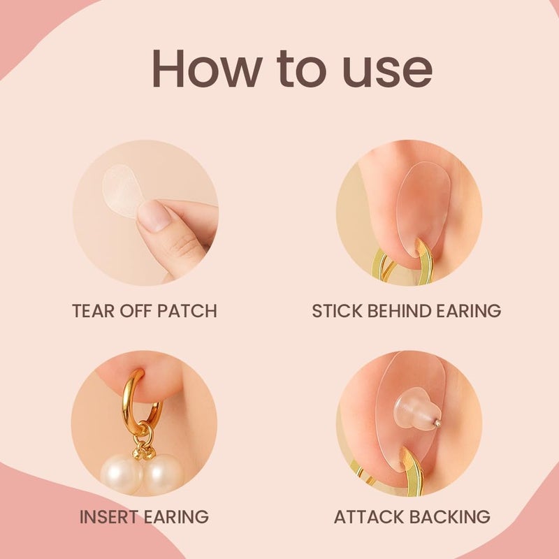 Pristar 150 قطعة لاصقات دعم شحمة الأذن للنساء – دعم شحمة الأذن للأقراط، لمنع الترهل والانخفاض، خلفيات مريحة للأقراط الثقيلة - Image 4