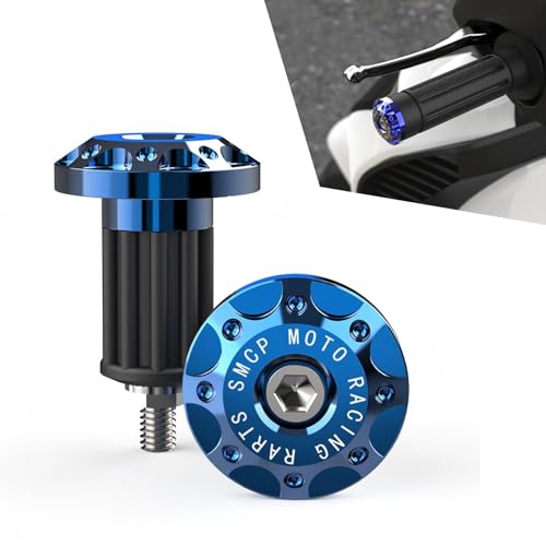 Merdege 2 PCS Motorcycle Bar End Plug Aluminum Alloy Handlebar Grip End Caps for Electric Car Scooters OffRoad Motorcycles Blue - Image 1