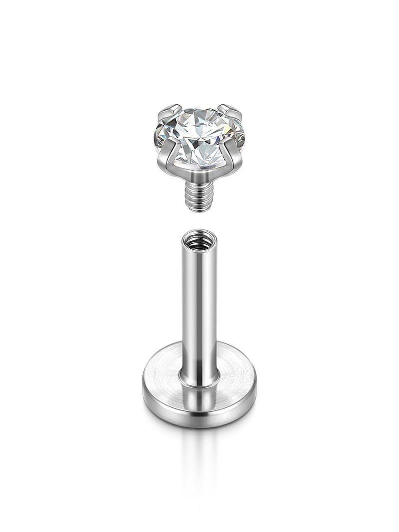 PiercingJ 2-4pcs 16g 316L Stainless Steel 3mm Cubic Zirconia Labret Monroe Lip Ring/Tragus/Helix Earring,6-12mm Bar Length - Image 3