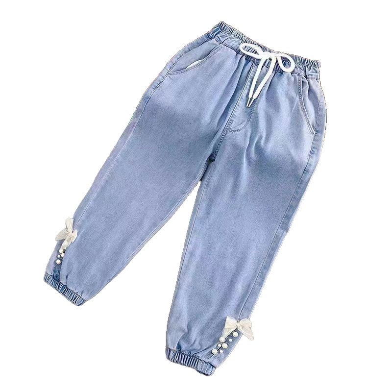 Girls Tencel Denim Jeans with Butterfly Embroidery - Image 5