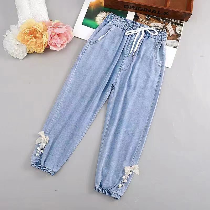 Girls Tencel Denim Jeans with Butterfly Embroidery - Image 3