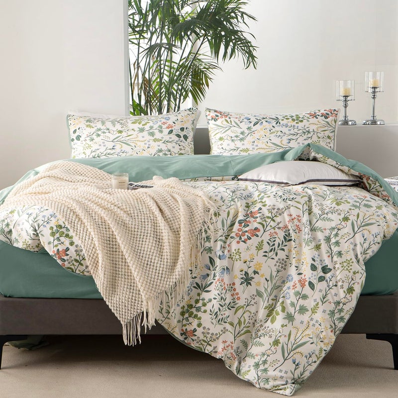Jane yre Queen Duvet Cover Set Floral Brushed Microfiber 3 Pieces Floral Bedding Set Queen Garden Style Red Floral Pattern Flower Queen Duvet Cover with Zipper Closure Luxury Soft Breathable Comfy - Image 5