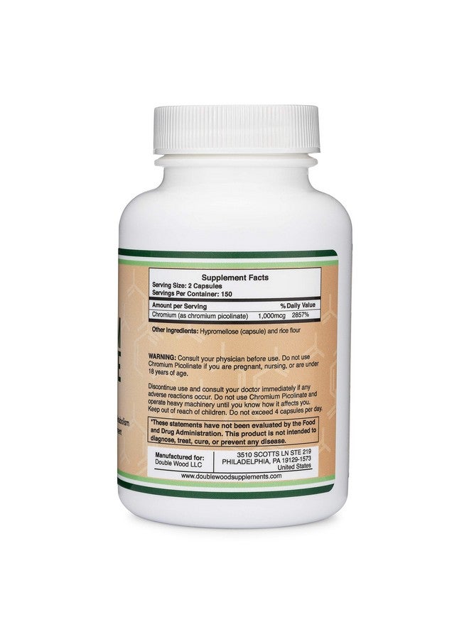 Double Wood Supplements Chromium Picolinate 1000Mcg For Healthy Weight Management (High Absorption And Bioavailability) (300 Vegan Safe Capsules Nongmo Gluten Free Manufactured In The Usa) By - Image 3
