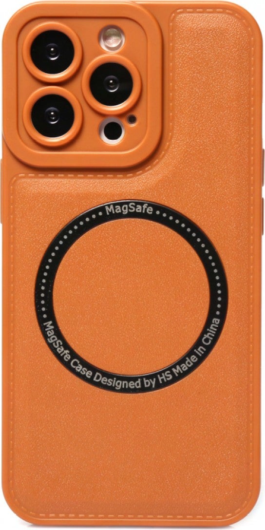 Supertrend iPhone 14 Pro Max Megsafe Leather Phone Case Orange  - Image 1