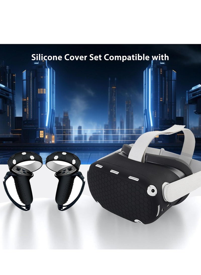 General VR Cover Accessories Set Compatible with Meta Quest 2, MLemonVR Silicone VR Shell, Controller Grips  Face Cover, on Caps, Lens Cover + Glasses Cloth Set for Quest 2 (Black, for Quest 2)  - Image 4