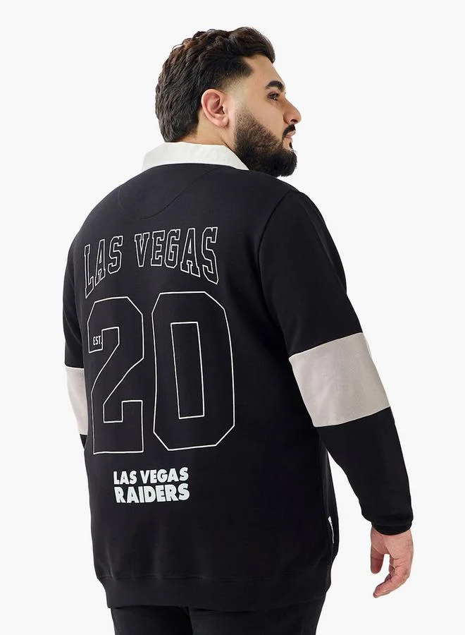 Maxim  Men Regular Fit Las Vegas Raiders Print Polo Sweatshirt for Men | Best Price UAE