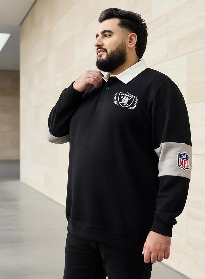 Maxim Men Regular Fit Las Vegas Raiders Print Polo Sweatshirt