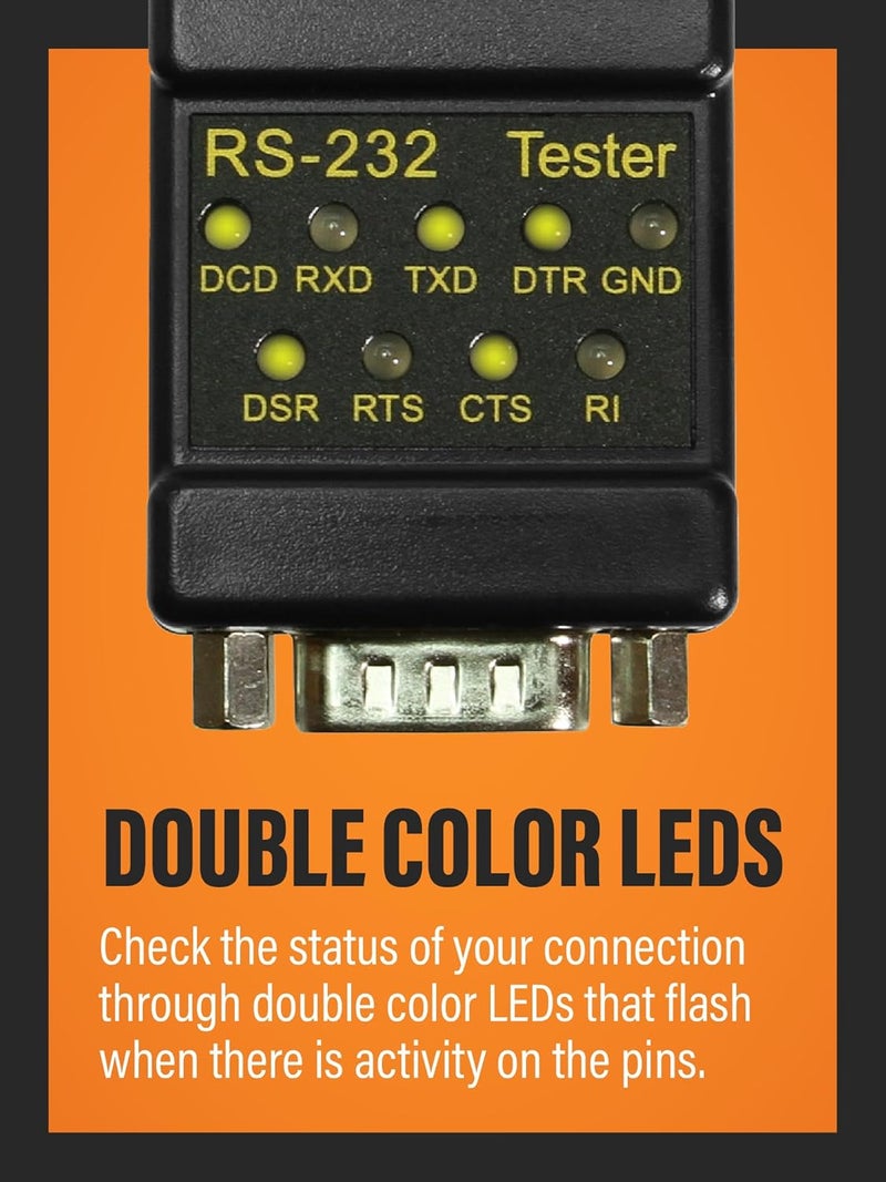 CABLEMAX RS-232 LED Link Tester with DB-9 Male to DB-9 Female Connectors - Image 3