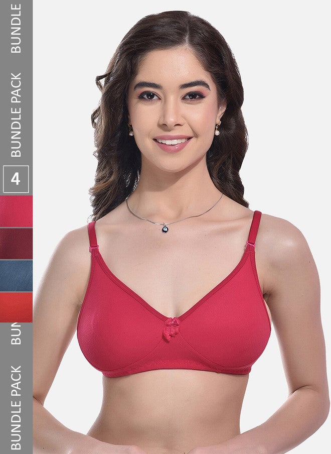 FIMS Pack Of 4 Full Coverage Non Padded Everyday Bras With All Day Comfort - Image 1