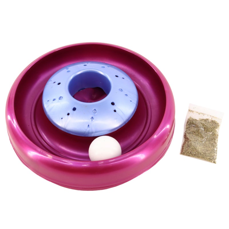 Bergan Coastal Pet Turbo Catnip Cyclone Cat Toy - Interactive Cat Toy Ball Track - for Cats and Kittens - Aqua Mulberry - 10" - Image 1