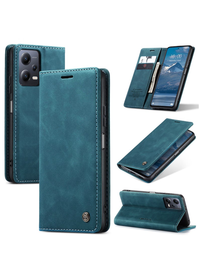 CaseMe RedMi Note 12 5G /XiaoMi Poco X5  5G Case Wallet Case Book Folding Flip Folio Case with Magnetic Kickstand Card Slots Protective Cover - Green - Image 1