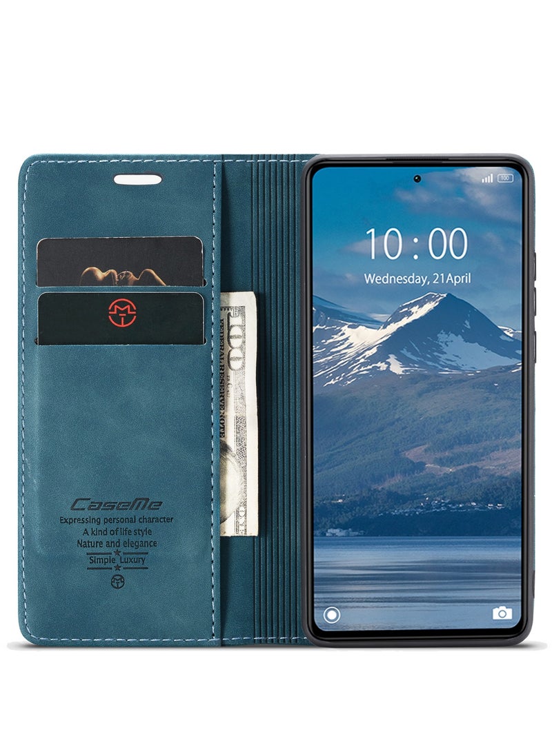 CaseMe RedMi Note 12 5G /XiaoMi Poco X5  5G Case Wallet Case Book Folding Flip Folio Case with Magnetic Kickstand Card Slots Protective Cover - Green - Image 4