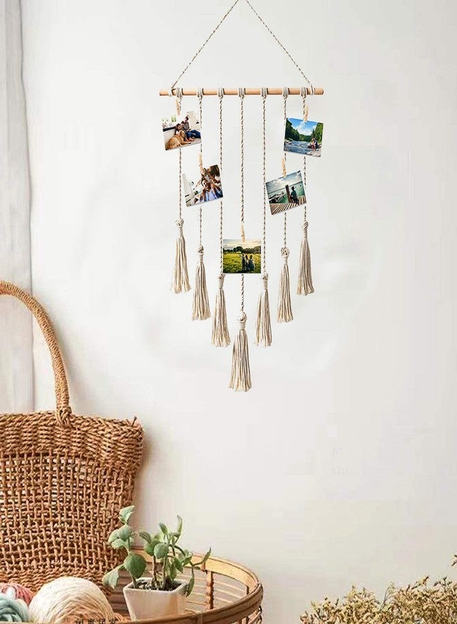 Urooz Home Macrame Wall Hanging,Macrame Photo Display Hanging Picture Hanger. (39" L x 15.7" W) - Image 2