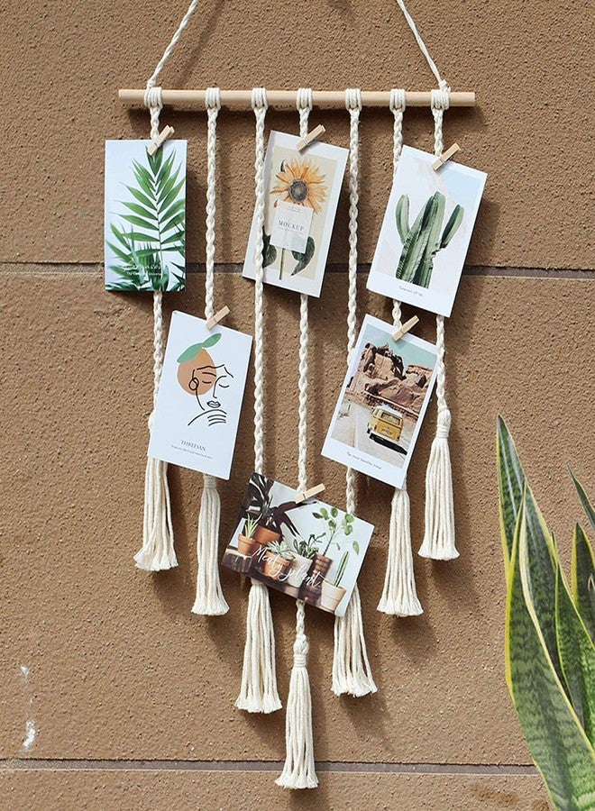 Urooz Home Macrame Wall Hanging,Macrame Photo Display Hanging Picture Hanger. (39" L x 15.7" W) - Image 1