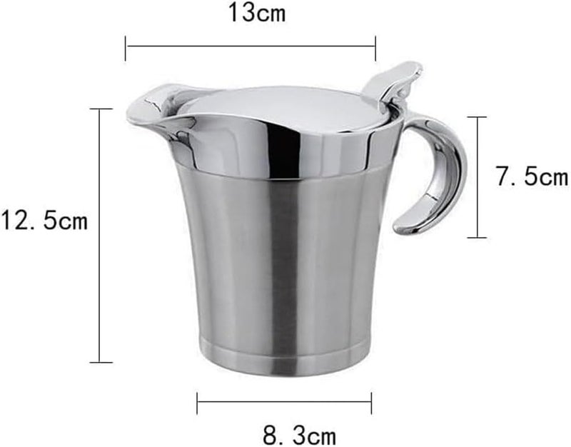 linsheng Gravy boat Stainless Steel Insulated Jug with Hinged Lid Ideal for Gravy or Cream at Thanksgiving, Stainless Steel Gravy Boat Sauce (450ML) (silver) - Image 4