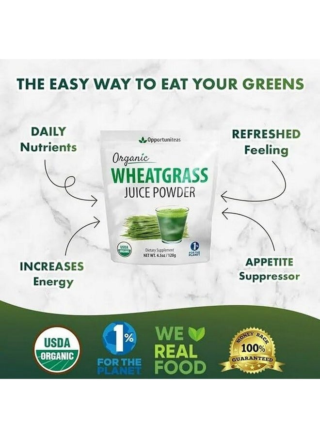 Opportuniteas Organic Raw Wheatgrass Juice Powder - Grown & Dried In Usa - Premium Green Superfood Supplement - Vegan & Non-Gmo - 4.5 Oz  - Image 3