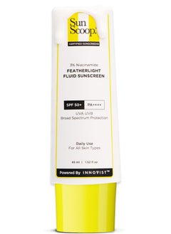 SunScoop 3% Niacinamide Fluid Sunscreen | Ultra-Light Texture | SPF 50+ PA++++| Fast Absorption, Prevents Tanning & Sunburn | 8 Hrs+ SPF Protection, for Oily Skin & No White Cast | Reduces pigmentation | All SkinTypes | 45ml  - Image 1